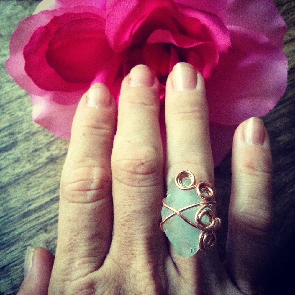 Boho Mermaid Sea glass ring